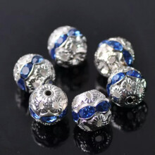 Silver Plated Crystal Rhinestones 8mm Round 20pcs