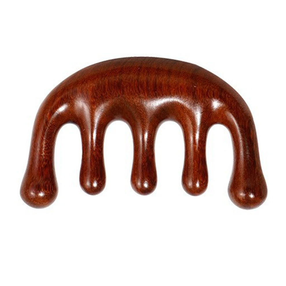 Unisex Sandalwood 5-Teeth Meridian Massage Comb, Wood