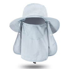 (Light Grey) UV Sun Hat Quick Dry Mask Bucket Hat