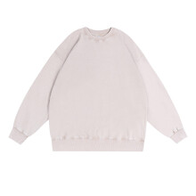 Schweres Herren-Sweatshirt mit Rundhalsausschnitt, Kapuzenlos, Used-Look, überschnittene Schultern, Retro-Stil, gewaschener Rundhalsausschnitt,