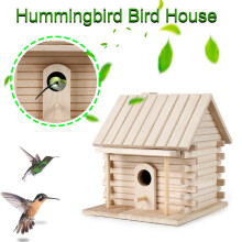 Wooden Bird House Nesting Box for Outdoor Garden – Cozy Wood Birdhouse with Peek Hole & Metal Eyelet, Compatible with Garden Decor
