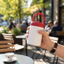 Gobelet en verre avec anse, tasse de voyage étanche pour café, jus, lait – Compatible avec un support pour téléphone, idée cadeau