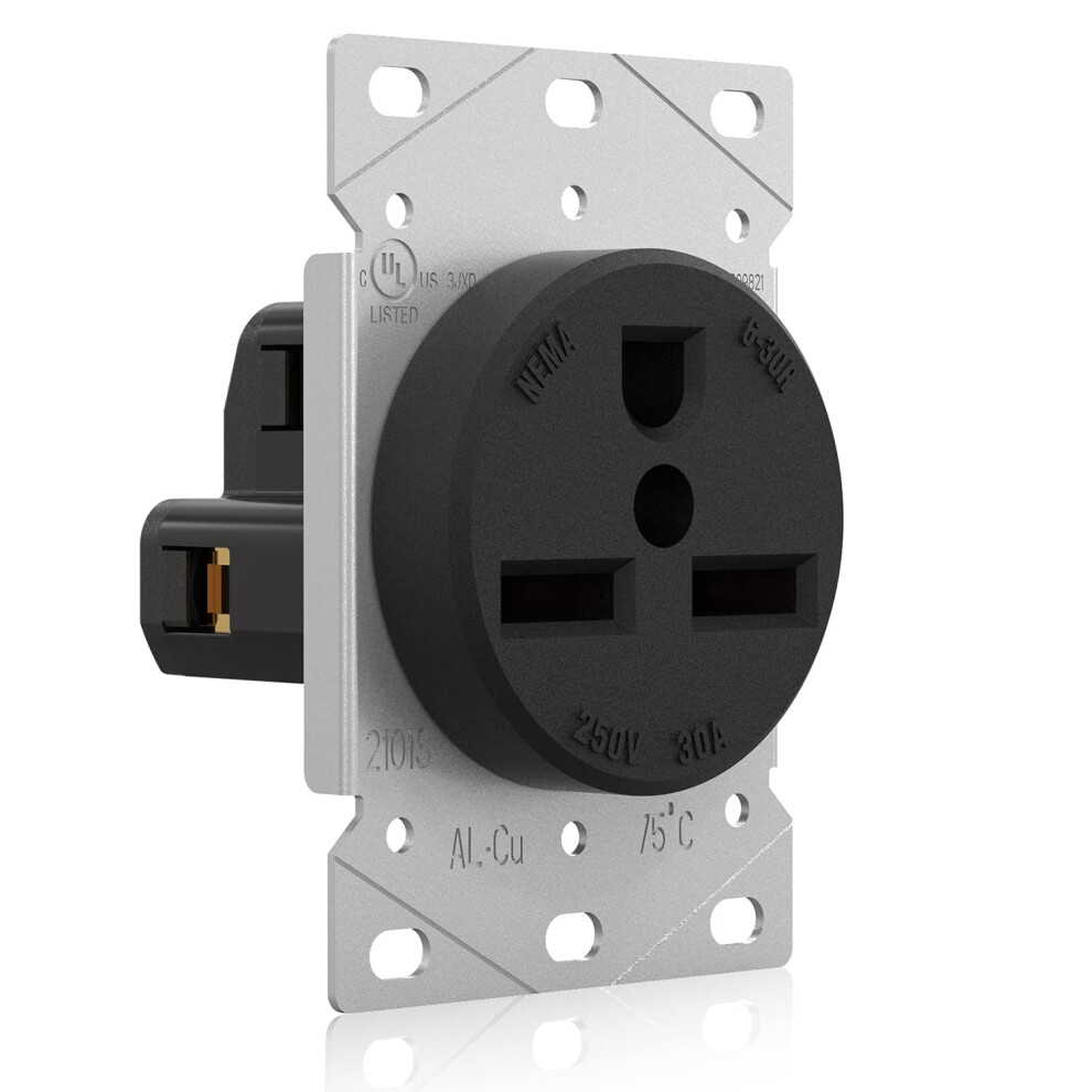 30A 250V Nema 6-30R Flush Mount Power Receptacle, Compatible With Welders & Generators, Ul Listed, Industrial Grade 9065194402246