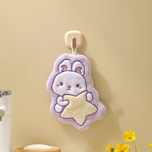 Children Hand Towels with Easter Bunny Patterns - with lanyard, Soft Microfiber Quick Drying Absorbent Cloths for Various Uses