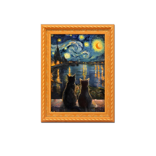 Magnetic Wooden Picture Frame Refrigerator Magnet Set
