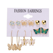 (A) 9pcs Pearl Hoop Earrings for Women