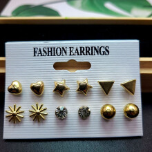 (B) 9pcs Pearl Hoop Earrings for Women