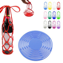 Foldable Silicone Wine Tote Bag – Portable Mesh Handle, Durable Reusable Carrier for Bottles, Picnics, Travel & Gifting (7.09in/18cm)