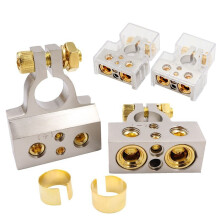 Heavy Duty Car Battery Connectors 0-10 AWG, Top Post, Insulated Covers & Adjustable Shims, Pos/Neg Alloy – Compatible with Standard Batteries