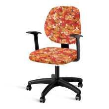 Autumn Maple Leaf Office Chair Cover, 2-Pack Pumpkin Desk Armchair Cover, Stretch Fabric, Easy Install, Home/Office/Thanksgiving Decor, Compatible