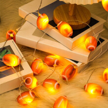 Football String Lights, 4.92 FT Ball-Shaped LED String Lights Sports Theme Party Decorations, Plastic Ball Ornaments String Lights Battery Operated