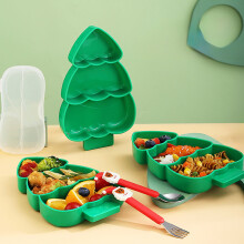 BPA-Free Christmas Tree Food Tray, Microwaveable & Freezer Safe, 8.46x5.12in, Green, Easy Clean, for Holiday Snacks & Party Treats
