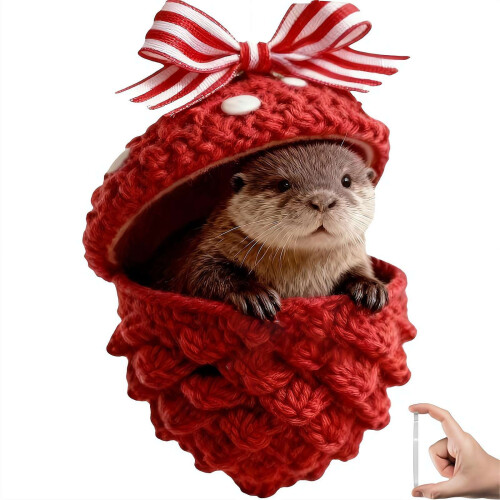 Red Pinecone Animal Ornament Acrylic 1 Piece