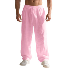 Men's Casual Straight Leg Pants Comfortable Stylish Home Beach Wear Soft Lightweight Trousers For Everyday Outings
