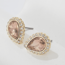 Elegant Colored Teardrop Stud Earrings - Full Zircon, Minimalist Luxury Fashion Earrings for Women
