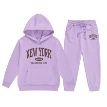 Girls Long Sleeve Hoodie and Pants Set Soft Warm Pullover Sweat Suit for Toddler Kids Playful Outfits Cozy Two Piece Comfy Light Purple 7-8 Years