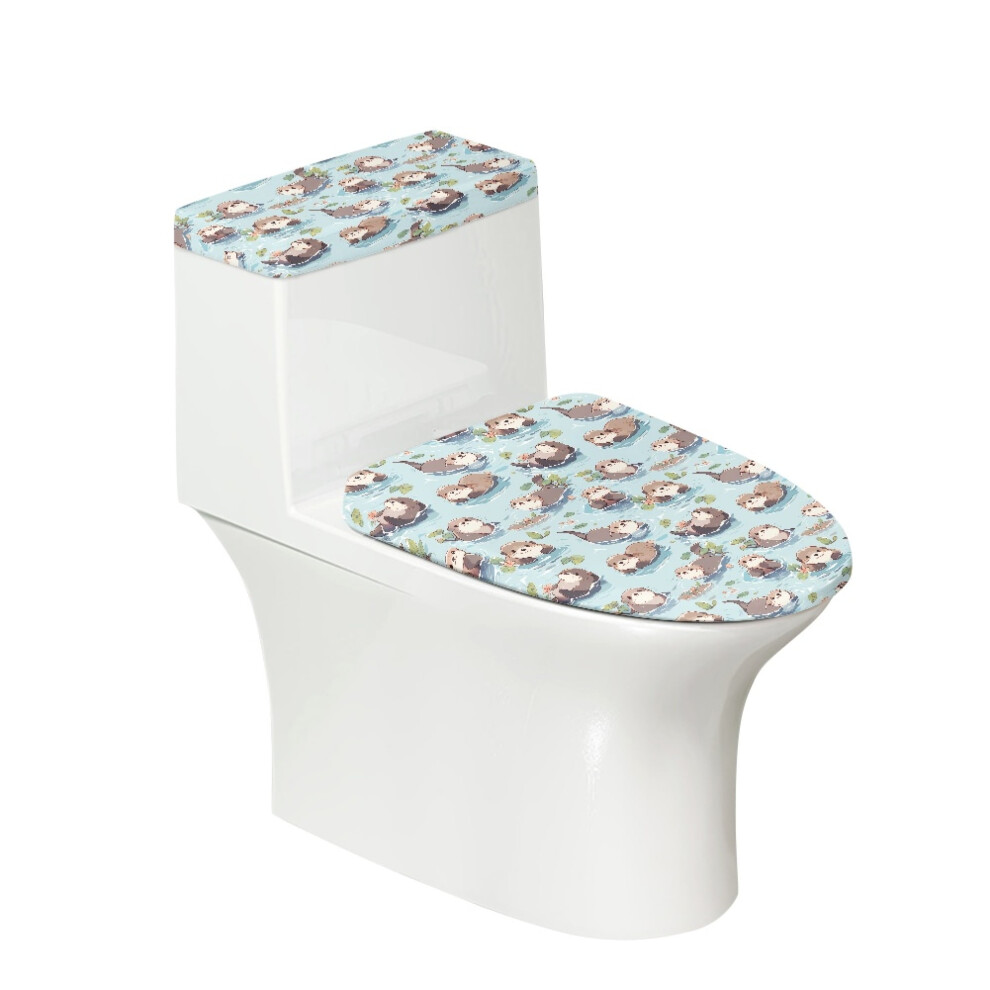 Otter Toilet Dust Cover Set (2Pcs), Elastic Edges, Machine Washable, Compatible With Elongated Toilet Seat & Tank Lid 9027700597945