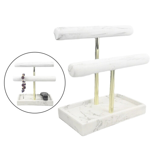 Φορητό Marble2Tier Βραχιόλι Κοσμημάτων Κολιέ Βραχιόλι Ρολογιών Βάση Ράφι Επιτραπέζια