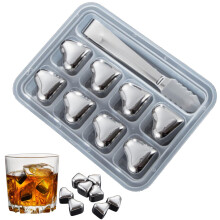 Cubitos de hielo de acero inoxidable con forma de corazón | Piedras para vino compatibles con whisky, cócteles y vino | No diluyen, reutilizables