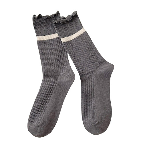 Ruffle Socks for Women Dark Gray Ankle Socks