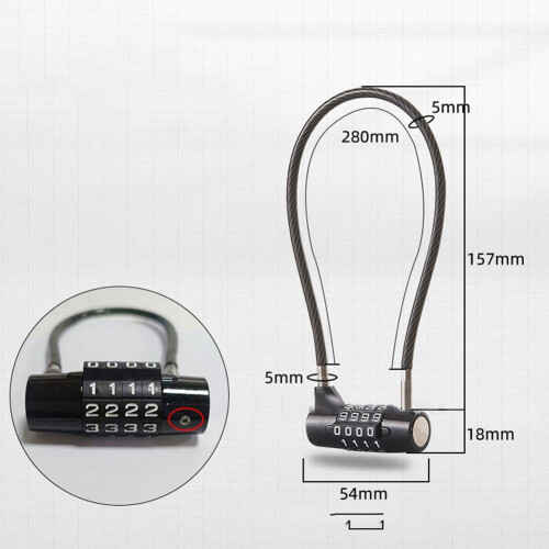 Soft Steel Wire Password Lock for Refrigerator Cabinet and