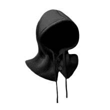 Women's Winter Polyester Fiber Balaclava Hat with Windproof Drawstring, Korean Fashion Style for Cold Weather