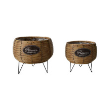 (A) Handwoven Rattan Flower Basket - Home & Garden Decor