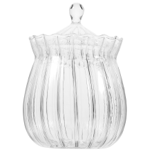 Premium Transparent Glass Sugar Container Food Storage Jar with Lid for Tea and Candy 12 oz