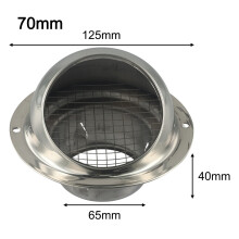 Stainless Steel Vent Grille Round Brushed External Extraction Wall Vent