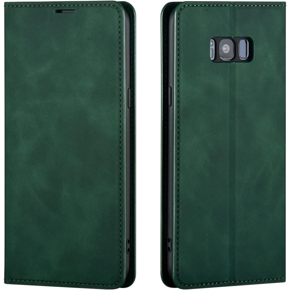 Premium Pu Leather Flip Folio Case For Compatible With Samsung Galaxy S8 Plus Â Shockproof, Kickstand, Card Slot Green 9165521847884