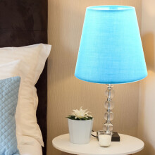 Abat-jour en tissu bleu, 1 pièce, 14 x 14 x 13 cm, pour chambre et salon