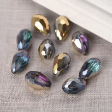 Tropfenförmige Kristallglasperlen, goldfarben, 15 x 10 mm (20 Stück)