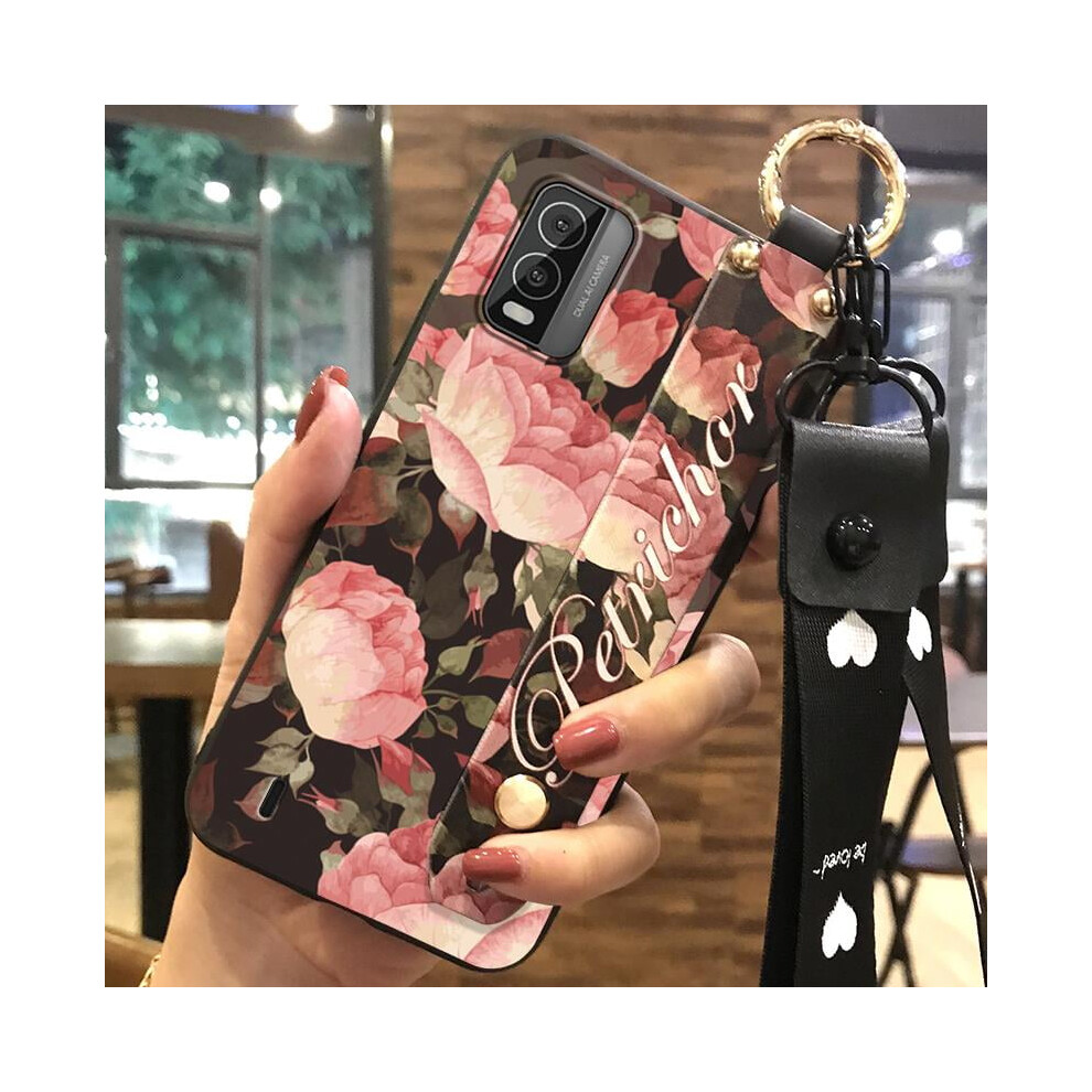 Nokia C210 Phone Case – Flower Design, Anti-Dust Soft Silicone Case With Lanyard, Kickstand, Wristband & Ring Holder – Compatible With Nokia C210 9065194404035