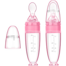 Silicone Baby Spoons with Standing Base 2 Pieces Pink