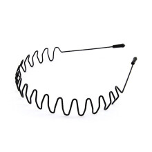 Acrylic + Alloy Black Wave Metal Iron Headband for Men and Women: Lightweight, Comfortable, and Stylish for Sports and Daily Use