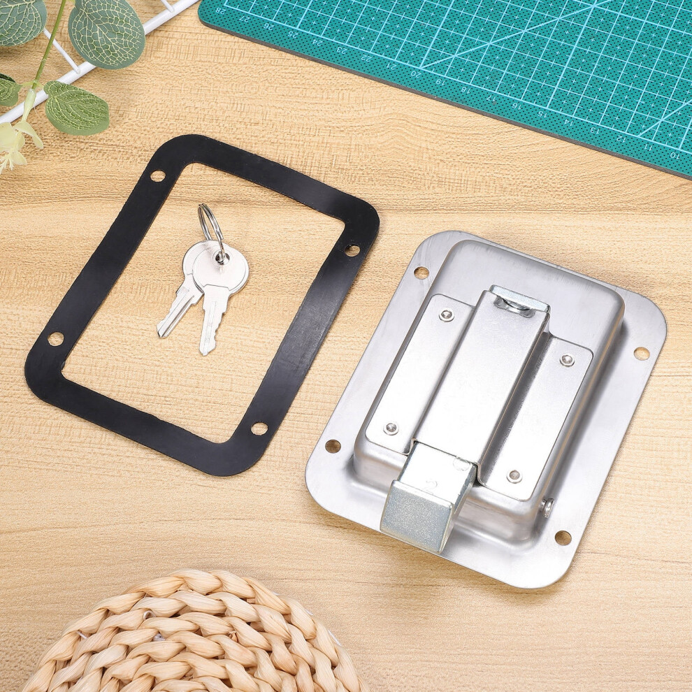 Foxnovo Silver Stainless Steel Toolbox Lock Paddle Handle With Latch Lock For Doors 9165521848379