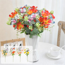 Bouquet de fleurs artificielles, marguerites simulées avec pics papillon, fausses compositions florales pour centre de table