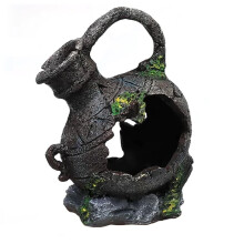 Fish Tank Cave Decor – Resin Clay Pot Hiding Place for Betta, Shrimp & Cichlids, Compatible with Standard Tanks