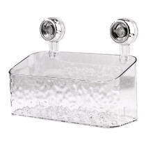 Doorzichtige acryl hoekplankjes voor de douche, zonder boren, met verwijderbaar mandje en zuignap.