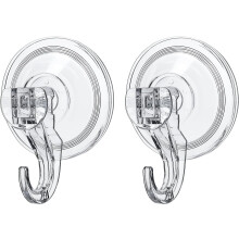 Clear Push & Lock Vacuum Suction Hooks, 45mm, Reusable Heavy-Duty for Window/Glass/Door – Compatible with Shower & Front Door