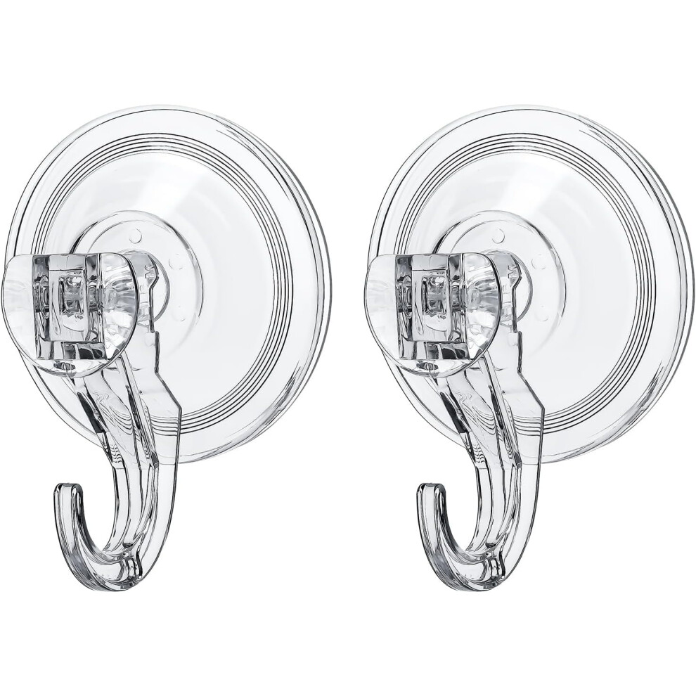 Clear Push & Lock Vacuum Suction Hooks, 45Mm, Reusable Heavy-Duty For Window/Glass/Door Â Compatible With Shower & Front Door 9027700599703
