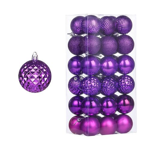 Purple Electroplated Christmas Balls, 36pcs