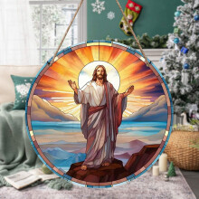 Jesus Nativity Scene Sign, Acrylic Window Decor for Christian Home & Christmas Tree – Compatible with Nativity Displays, 7.87in