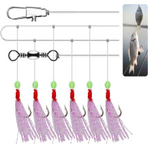 6Pcs Soft Fishing Lure Rigs Bait Jig Lure Feather Lure Herring Bait Tackle Flash Luminous String Hook Freshwater Fishing Tools,9