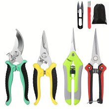 6-Pc Heavy-Duty Gardening Pruning Shears Set, Stainless Steel Blades, Ergonomic Non-Slip Handles, Ambidextrous – Compatible with Branch Trimming,
