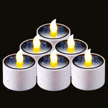 Solar buitenkaarsen, LED-theelichtjes die automatisch aangaan bij schemering, waterdicht, herbruikbaar, 5,8 x 5 cm, voor lantaarns, tuin, kamperen en