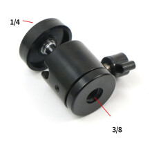 Mini svingbart kulehodefeste for DSLR-kameraer, diverse enheter, 360-graders svingbart stativfeste, adapter med 1/4 og 3/8 skrue
