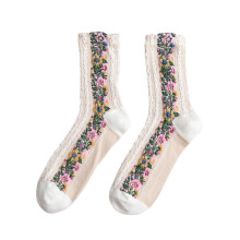 Women's Cotton Retro Floral Mid-Calf Socks 5 Pairs