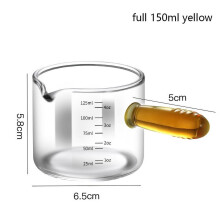 60/125ml Colour Glass Handle Espresso Measuring Cup Vshape Mouth Milk Jug Coffee Supplies Thickened Glass Kitchen Measure Mug