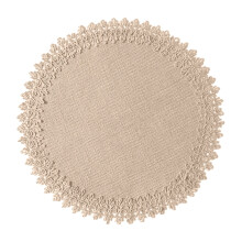 Round Washable Straw Mat Table Mat, Hollowed-out Heat Insulation Placemat for Scald-proof Household Use, Durable Polyester with Decorative Lace Edges
